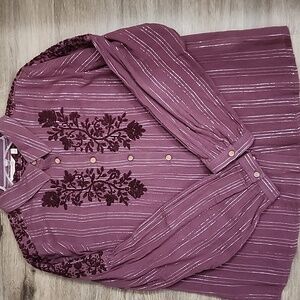 Soft Surroundings Purple Floral Blouse
